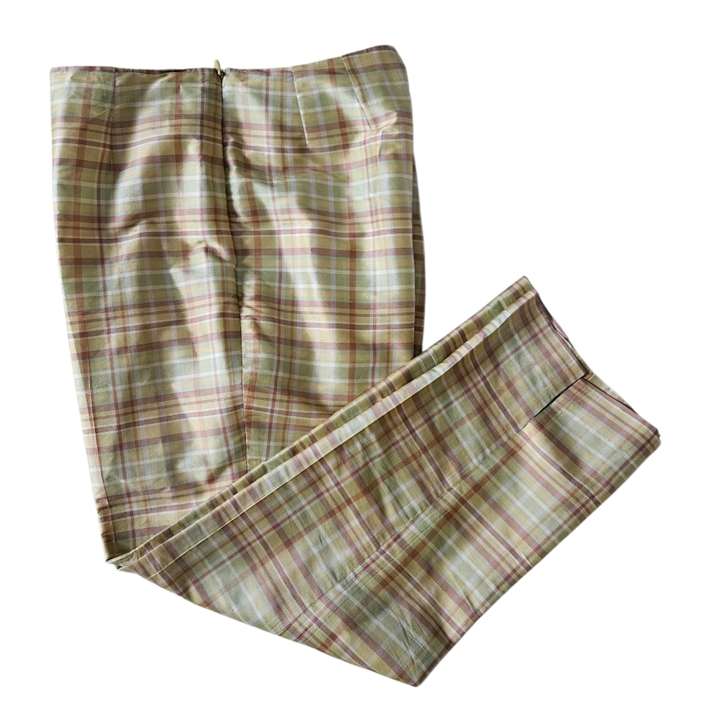 WILLI SMITH Pastel Plaid Silk Cropped Pants | SZ 6